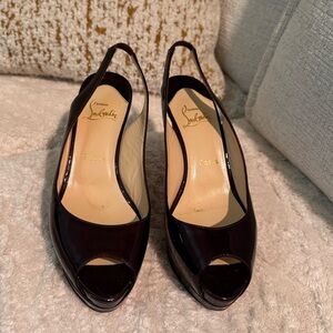 Christian Louboutin Burgundy Peep-Toe Heels